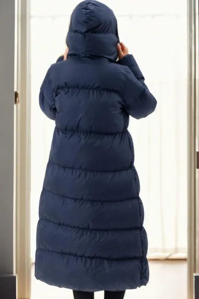 Z9756 DEWBERRY WOMEN'S PUFFER COAT-NAVY BLUE