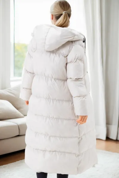 Z9756 DEWBERRY WOMEN'S PUFFER COAT-BEIGE