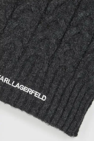 Šál s prímesou vlny Karl Lagerfeld šedá farba, jednofarebný, A4W33029