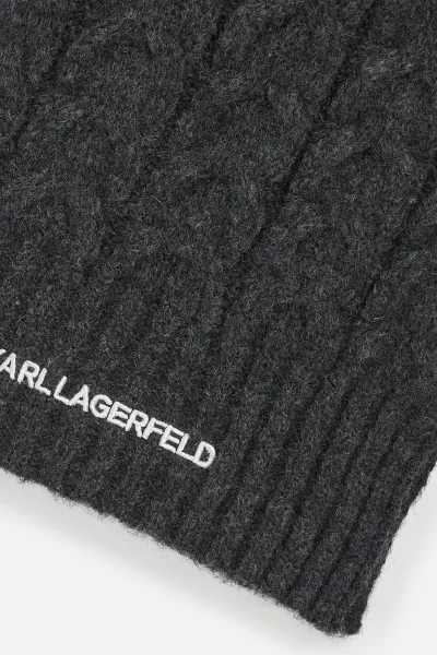 Šál s prímesou vlny Karl Lagerfeld šedá farba, jednofarebný, A4W33029