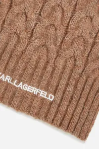Šál s prímesou vlny Karl Lagerfeld béžová farba, jednofarebný, A4W33029