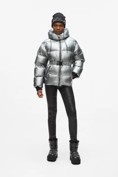 Bunda Karl Lagerfeld Metallic Puffer Jacket Silver Metal