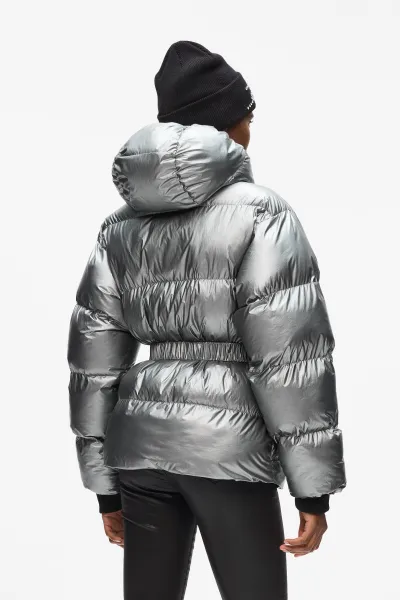 Bunda Karl Lagerfeld Metallic Puffer Jacket Silver Metal