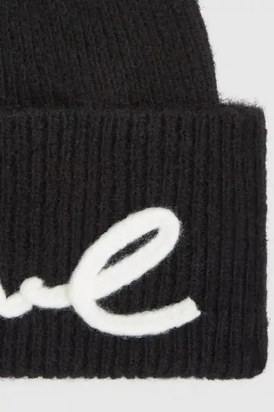 Čiapka s prímesou vlny Karl Lagerfeld čierna farba, A4W33009