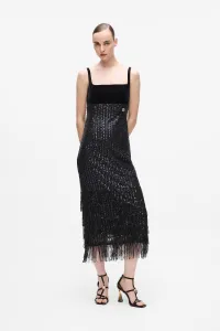 Šaty Karl Lagerfeld Sequins Fringe Dress Black