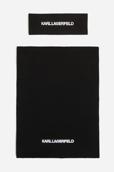 Šál Karl Lagerfeld čierna farba, jednofarebná, A4W33027