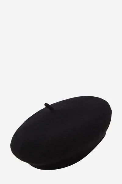 Vlnená baretka Karl Lagerfeld čierna farba, vlnená, A4W33002