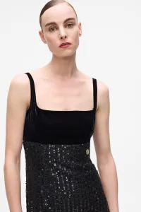 Šaty Karl Lagerfeld Sequins Fringe Dress Black