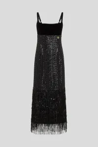 Šaty Karl Lagerfeld Sequins Fringe Dress Black