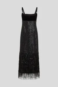Šaty Karl Lagerfeld Sequins Fringe Dress Black