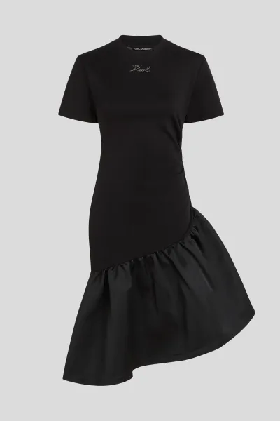 Šaty Karl Lagerfeld čierna farba, mini, áčkový strih, A4W13018