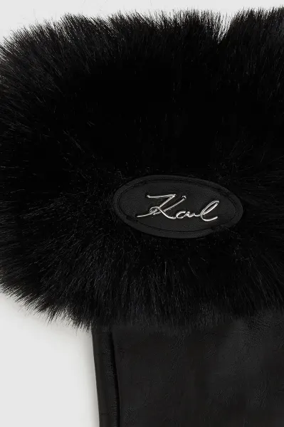 Kožené rukavice Karl Lagerfeld čierna farba, A4W33016