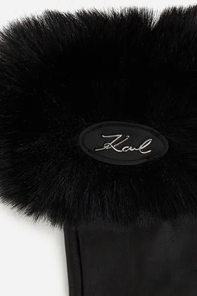 Kožené rukavice Karl Lagerfeld čierna farba, A4W33016