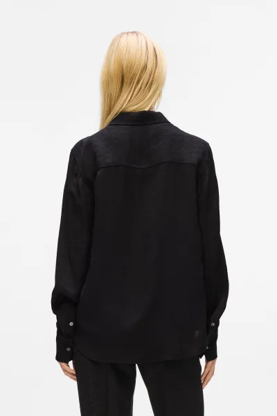 Blúzka Karl Lagerfeld Logo Jacquard Fluid Blouse Elongated Logo Black Aop