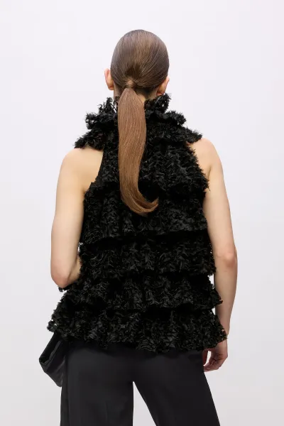 Blúzka Karl Lagerfeld Karl Studio Ruffle Mesh Top Black