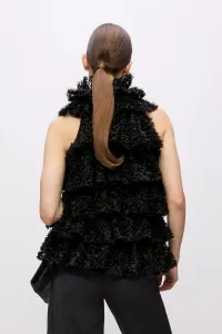 Blúzka Karl Lagerfeld Karl Studio Ruffle Mesh Top Black