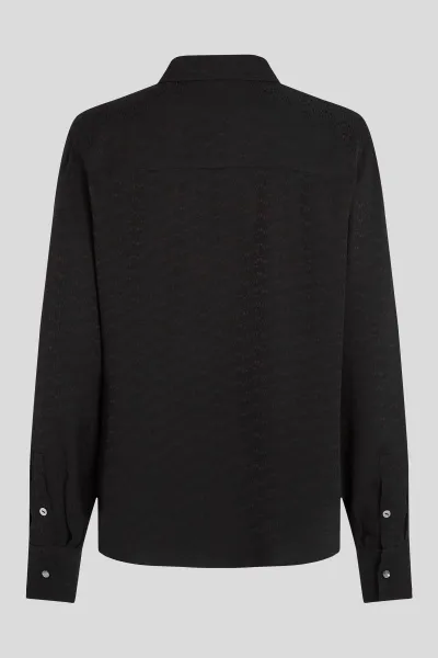 Blúzka Karl Lagerfeld Logo Jacquard Fluid Blouse Elongated Logo Black Aop