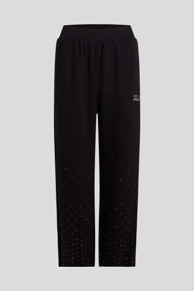 Tepláky Karl Lagerfeld Rhinestone Rain Sweatpant Black