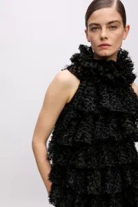 Blúzka Karl Lagerfeld Karl Studio Ruffle Mesh Top Black