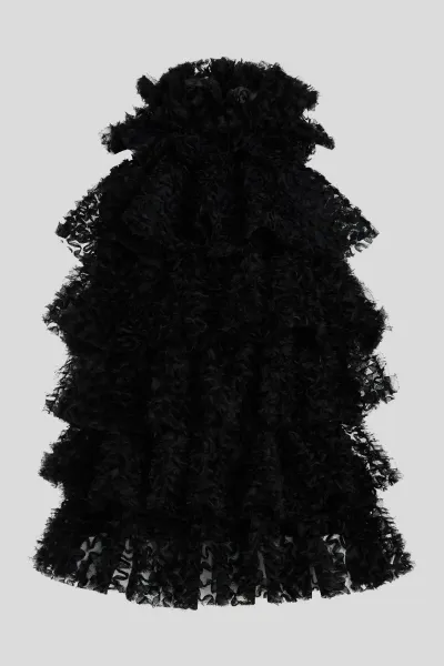 Blúzka Karl Lagerfeld Karl Studio Ruffle Mesh Top Black