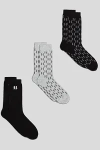 Ponožky Karl Lagerfeld K/Monogram Logo Sock 3P Kl Monogram Aop Black-Grey