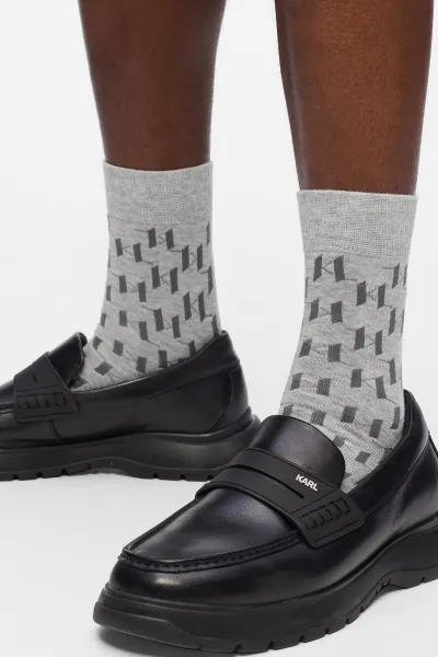 Ponožky Karl Lagerfeld K/Monogram Logo Sock 3P Kl Monogram Aop Black-Grey
