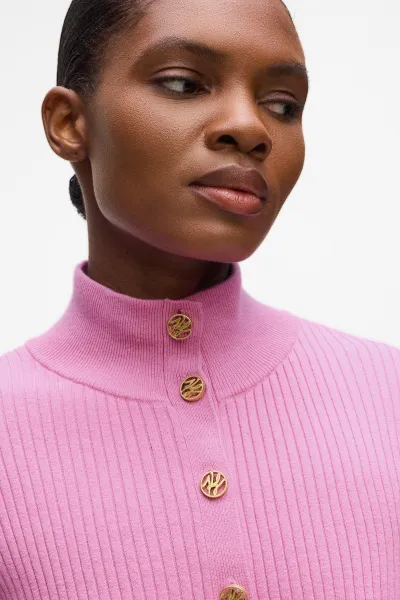 Kardigán Karl Lagerfeld Knit Cardigan Opera Mauve