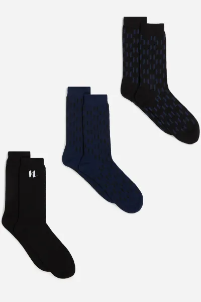 Ponožky Karl Lagerfeld K/Monogram Logo Sock 3P Black Monogram-Blue