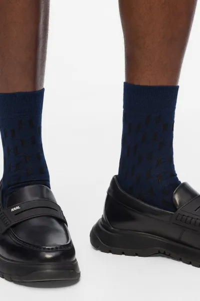 Ponožky Karl Lagerfeld K/Monogram Logo Sock 3P Black Monogram-Blue