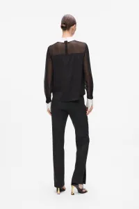 Blúzka Karl Lagerfeld Black And White Tie Blouse Black/White