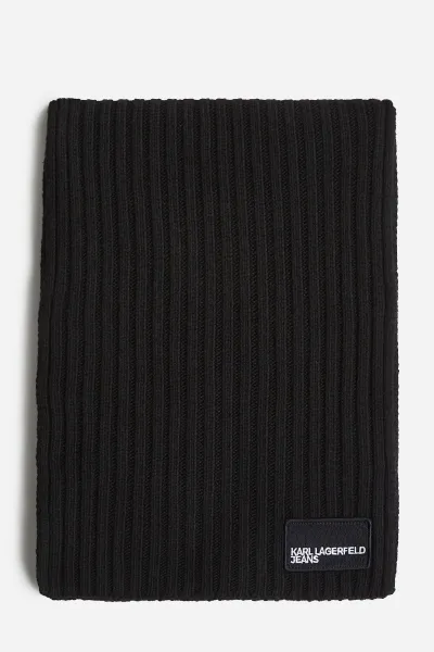 Šál s prímesou vlny Karl Lagerfeld Jeans čierna farba, melanžová, A4W33084