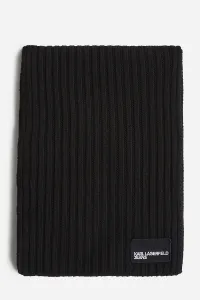 Šál s prímesou vlny Karl Lagerfeld Jeans čierna farba, melanžová, A4W33084