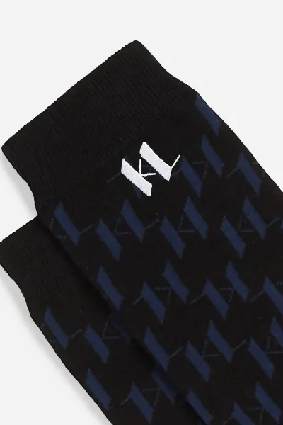Ponožky Karl Lagerfeld K/Monogram Logo Sock 3P Black Monogram-Blue