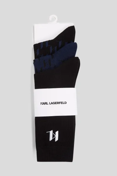 Ponožky Karl Lagerfeld K/Monogram Logo Sock 3P Black Monogram-Blue