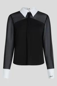 Blúzka Karl Lagerfeld Black And White Tie Blouse Black/White