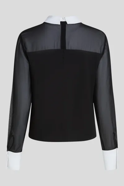 Blúzka Karl Lagerfeld Black And White Tie Blouse Black/White