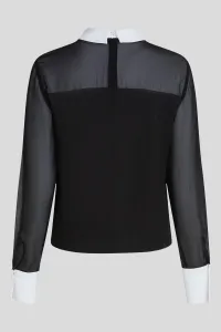 Blúzka Karl Lagerfeld Black And White Tie Blouse Black/White