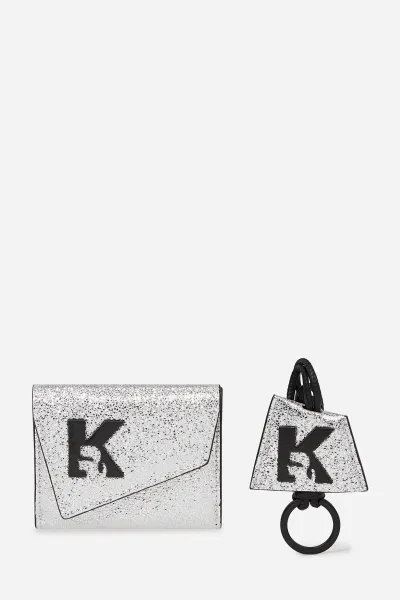 Peňaženka + kľúčenka Karl Lagerfeld Jeans strieborná farba, A4W32063
