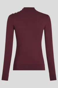 Sveter Karl Lagerfeld Button Detail Mock Neck Windsor Burgundy