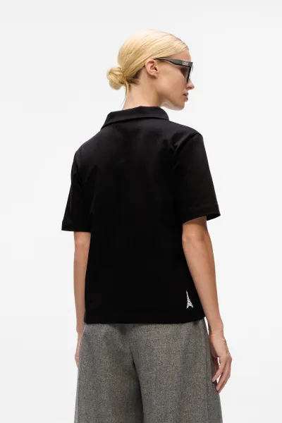 Tričko Karl Lagerfeld Paris Sketch Eiffel Polo Black