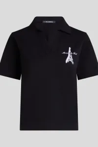 Tričko Karl Lagerfeld Paris Sketch Eiffel Polo Black