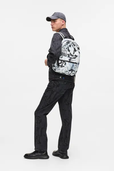 Ruksak Karl Lagerfeld Jeans pánsky, biela farba, veľký, vzorovaný, A4M30223