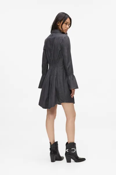 Rifľové šaty Karl Lagerfeld Jeans šedá farba, mini, áčkový strih, A4W13003
