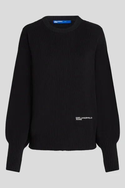 Sveter Karl Lagerfeld Jeans Klj Reg Balloon Sleeve Sweater Black