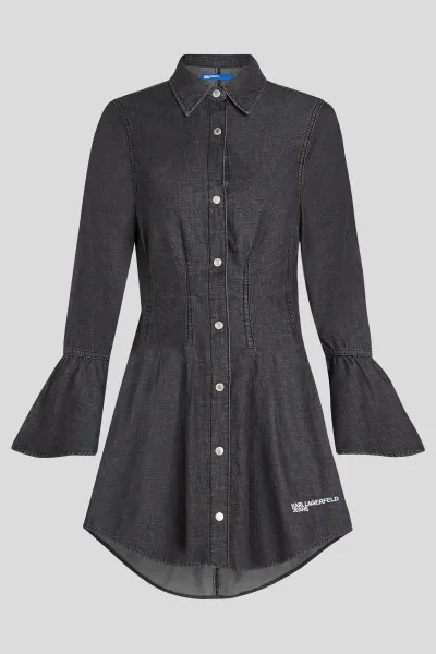 Rifľové šaty Karl Lagerfeld Jeans šedá farba, mini, áčkový strih, A4W13003