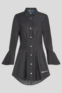 Rifľové šaty Karl Lagerfeld Jeans šedá farba, mini, áčkový strih, A4W13003