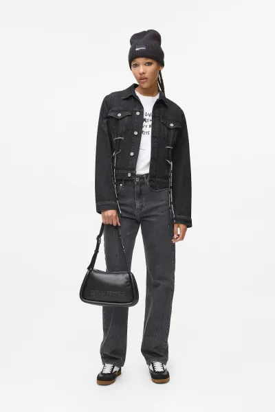 Bunda Karl Lagerfeld Jeans Klj Lace Tie Denim Jacket Stone Washed Black