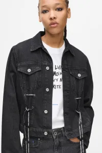 Bunda Karl Lagerfeld Jeans Klj Lace Tie Denim Jacket Stone Washed Black