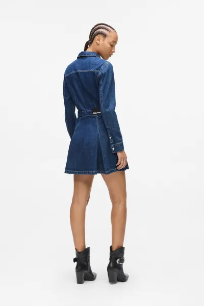 Rifľové šaty Karl Lagerfeld Jeans tmavomodrá farba, mini, áčkový strih, A4W13002