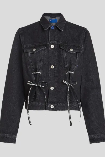 Rifľová bunda Karl Lagerfeld Jeans čierna farba, prechodná, A4W14012